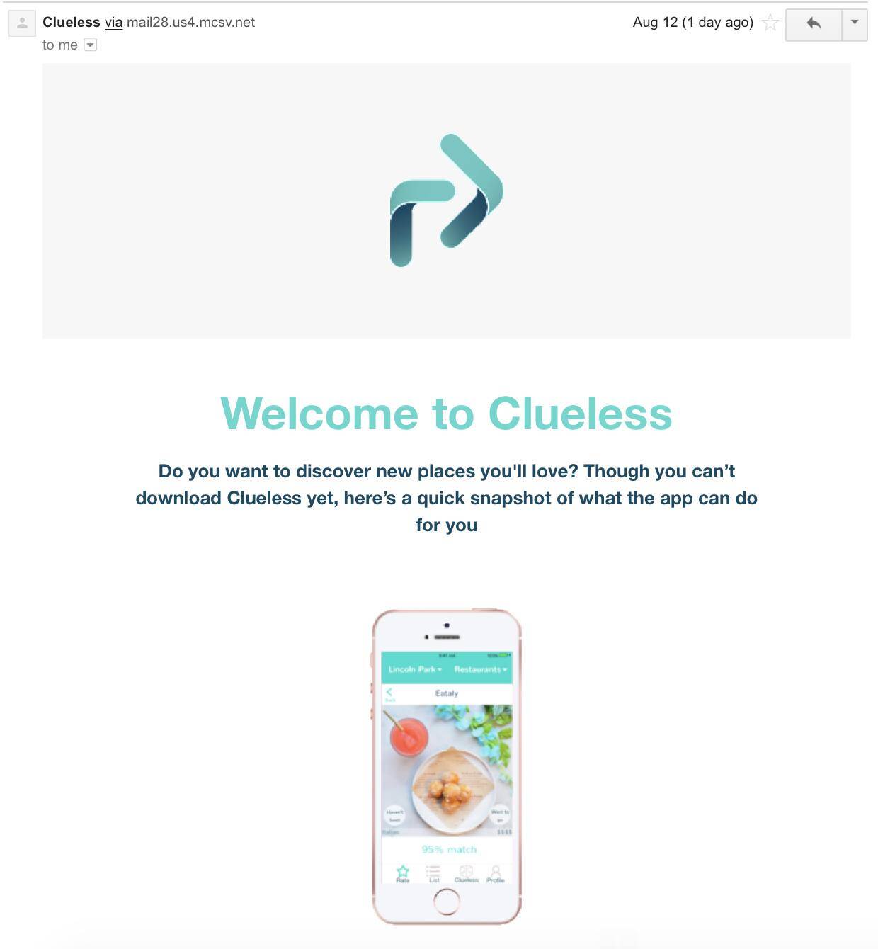 Clueless App Email Newsletter