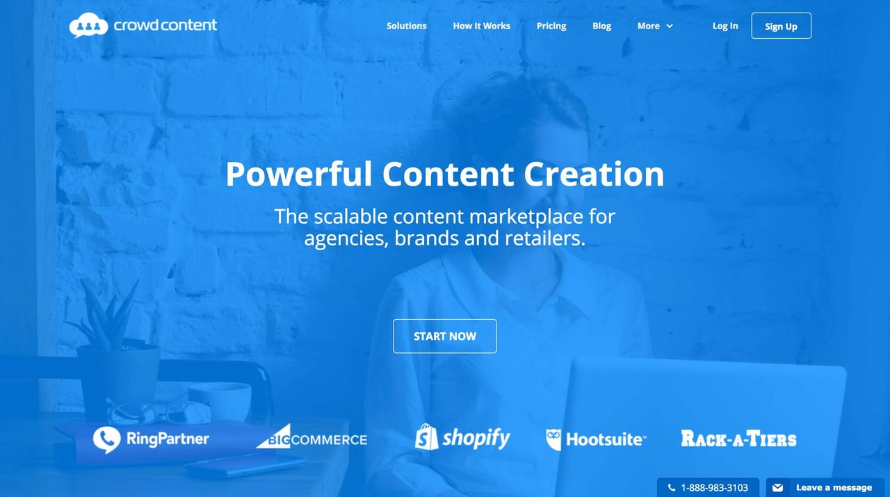 Landing page for Crowd Content