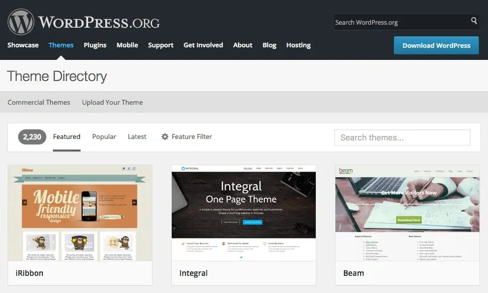 Screenshot of the WordPress.org theme directory