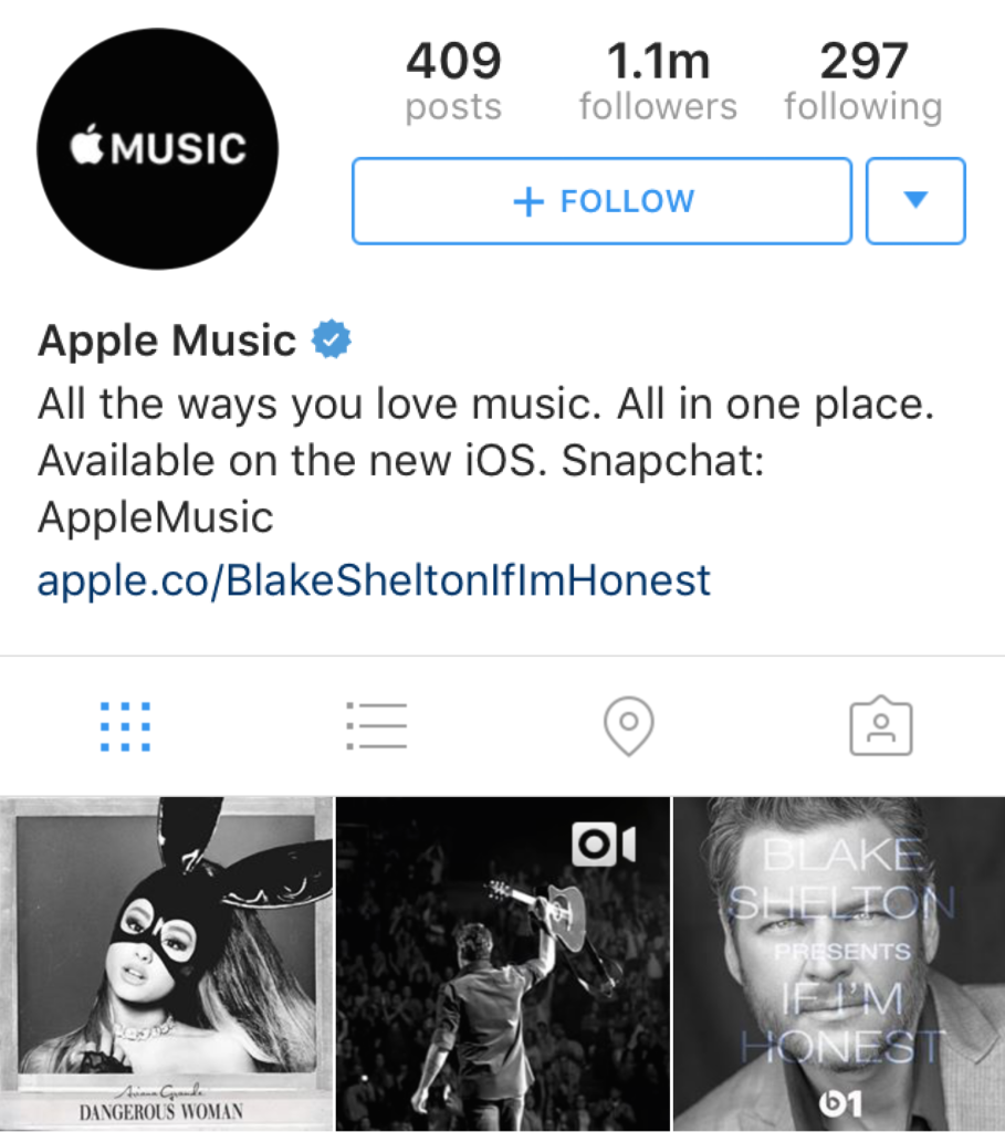 Apple Music Instagram Profile