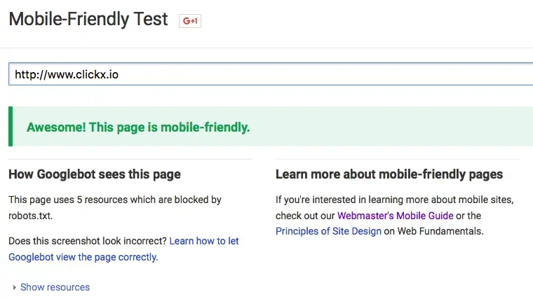 Google mobile test